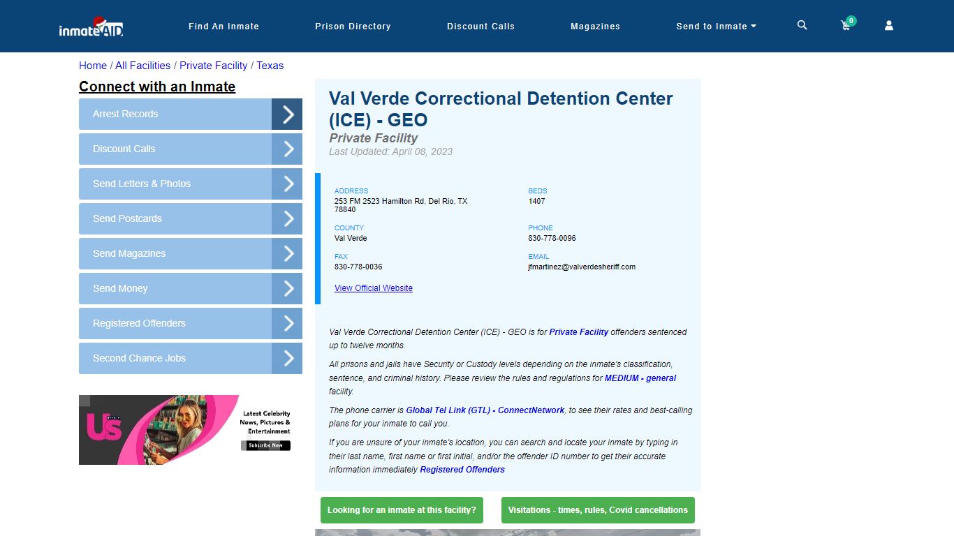 Val Verde Correctional Detention Center (ICE) - GEO - Inmate Search ...